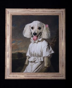 Poodle with Tongue Out Big White Frame